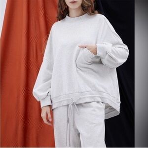 Nap Loungewear Oversized Pullover Sweatshirt Gray High Low Women’s Size Medium